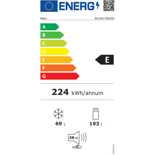 ProSmart inverter ugradni frižider BEKO BCHA275E4SN