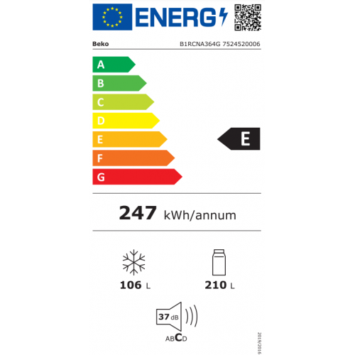 Kombinovani frižider BEKO B1RCNA364G