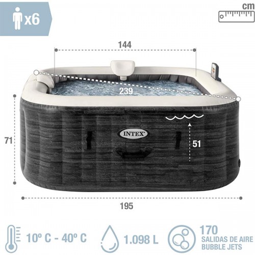 Bazen Jacuzzi Greystone Deluxe Square Bubble Spa 239x71cm Intex 28452