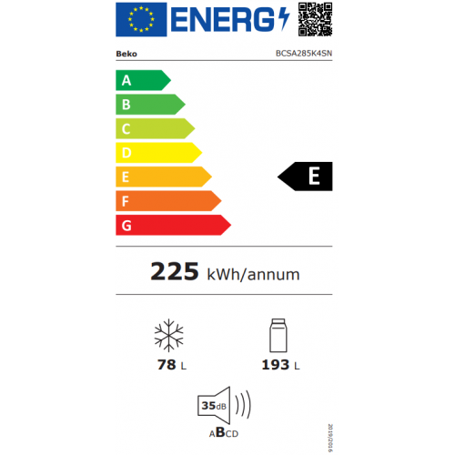 ProSmart inverter ugradni kombinovani frižider BEKO BCSA285K4SN