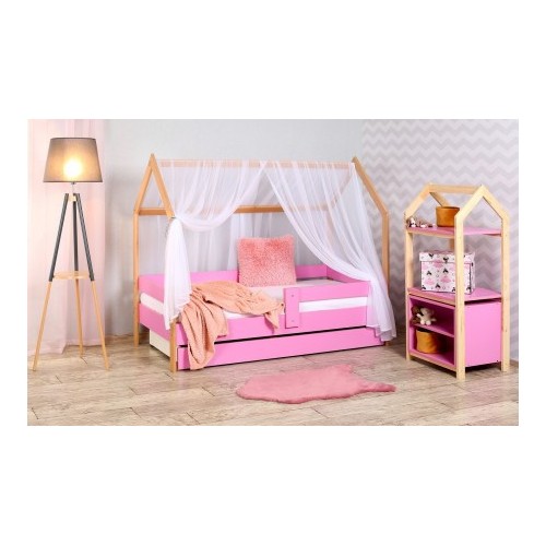 Krevet kućica sa fiokom i dušekom 160x80 Domek-Roze bukva