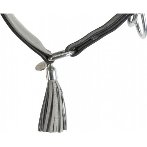 Ogrlica za Hrta koža XS-S 24-31cm/50mm crno siva