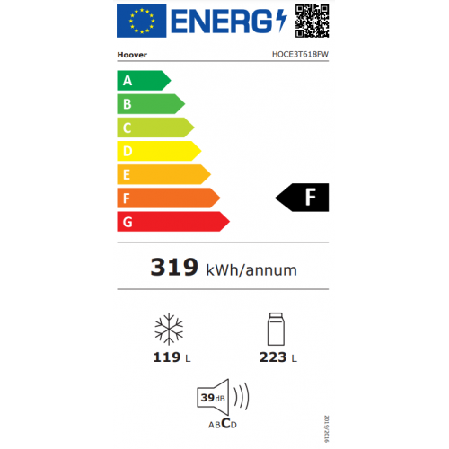 Kombinovani frižider HOOVER HOCE3T618FW