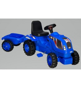 Traktor sa prikolicom, jednobojni plavi