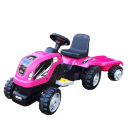 Traktor na akumulator sa prikolicom MMX roze