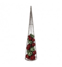 Wire cone  jelka sa kuglama crveno-zelena LED 80cm