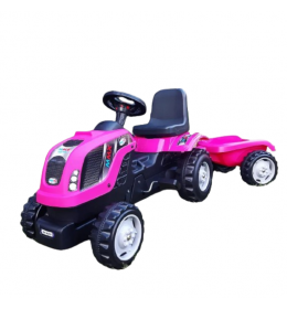 Traktor na pedale MMX sa prikolicom roze