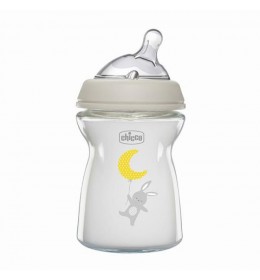 Chicco nf staklena flašica,250ml,silikon, 0+m  