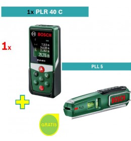Digitalni laserski daljinomer Bosch PLR 40 C + Laserska libela sa mernom trakom PLL 5 Bosch