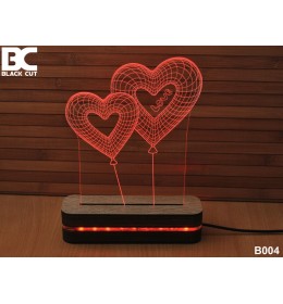 3D lampa Dva Srca crvena