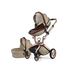 Kolica za bebe Hot Mom brown lightbrown 2u1 sportsko sediste+korpa