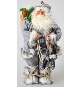 Sivi deda Mraz sa džakom i rukavicama