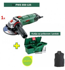 Ugaona brusilica Bosch PWS 850-125 + Kutija sa priborom i Bosch prsluk